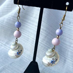 Hand painted shell earrings